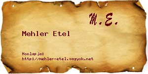 Mehler Etel névjegykártya